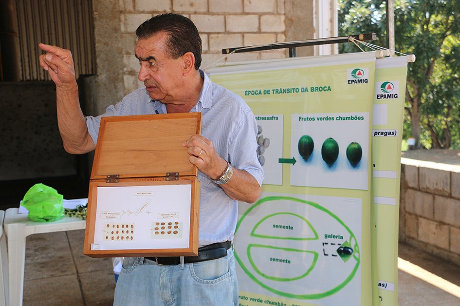 Pesquisador Júlio César de Souza orienta sobre monitoramento da broca do café