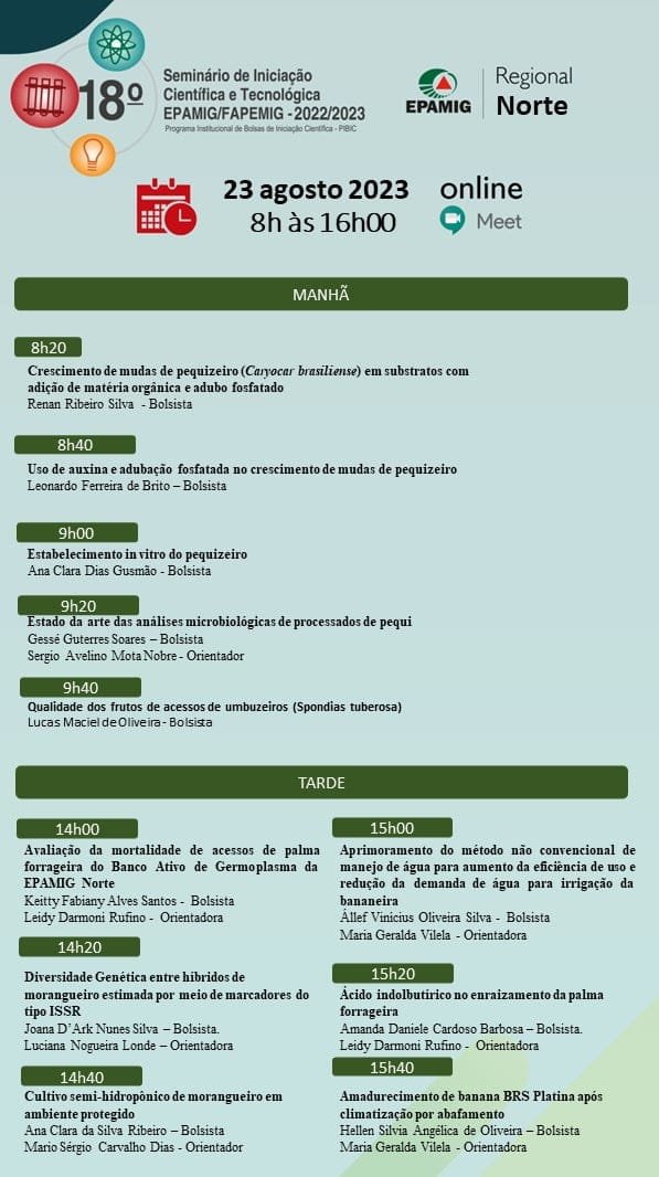 Seminário de Iniciação Científica EPAMIG Norte