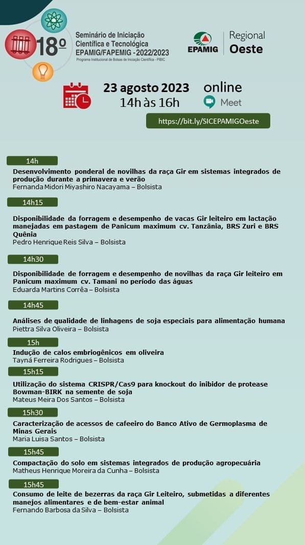 Seminário de Iniciação Científica – EPAMIG Oeste