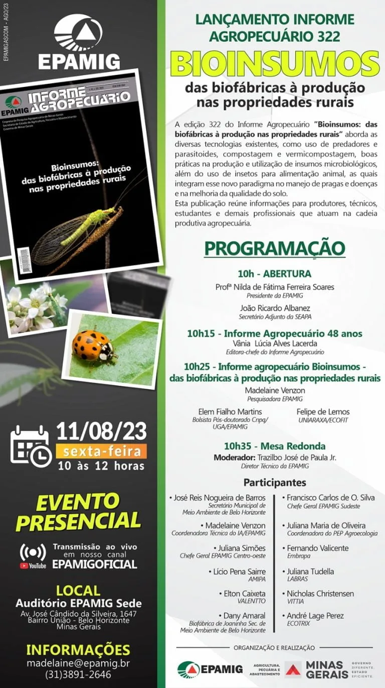 Lançamento Informe Agropecuário – Bioinsumos das biofabricas à produção nas propriedades rurais