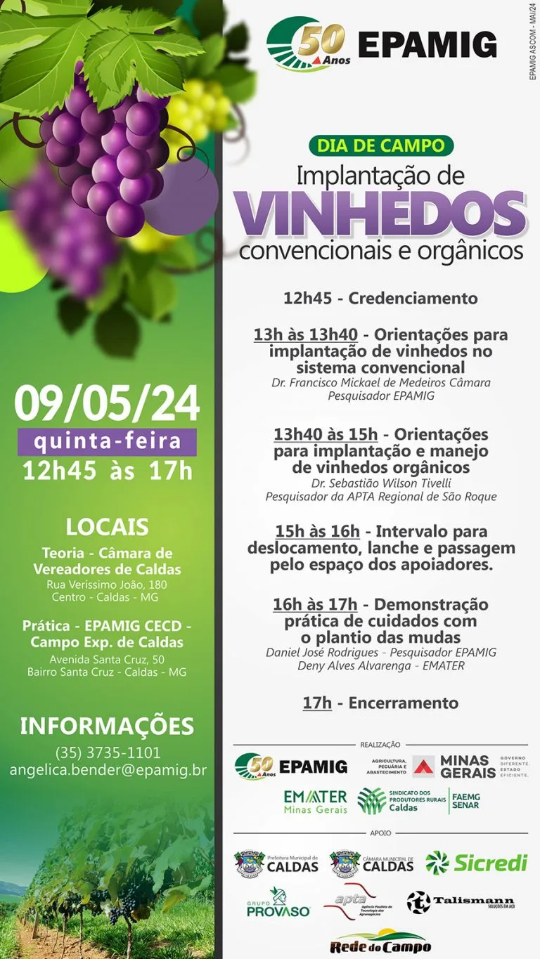Dia de Campo – Implantação de Vinhedos convencionais e orgânicos